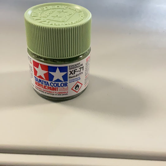 Tamiya color acrylic paint, cockpit green XF - 71 flat