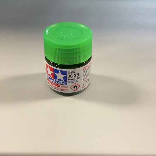 Tamiya color acrylic paint, clear green, X-25