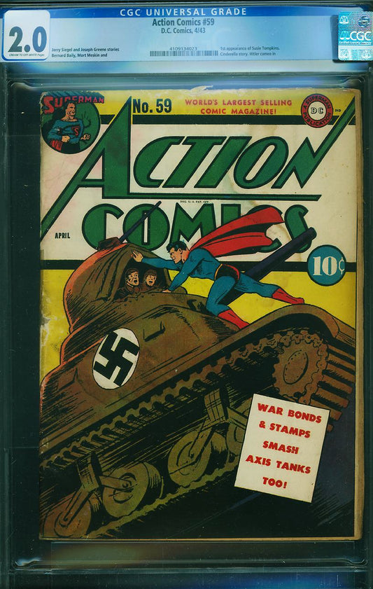 Action Comics #59 CGC Graded 2.0 WWII COVER