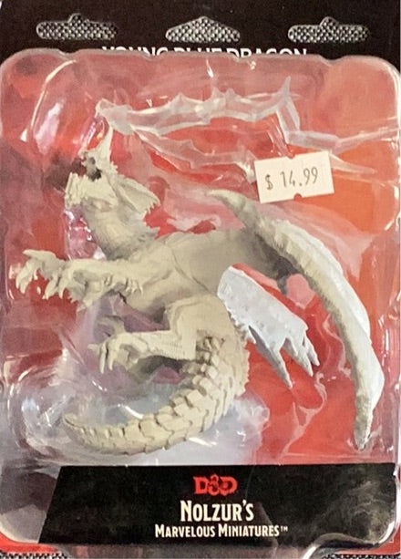 DND Large Primed Figure - Young Blue Dragon