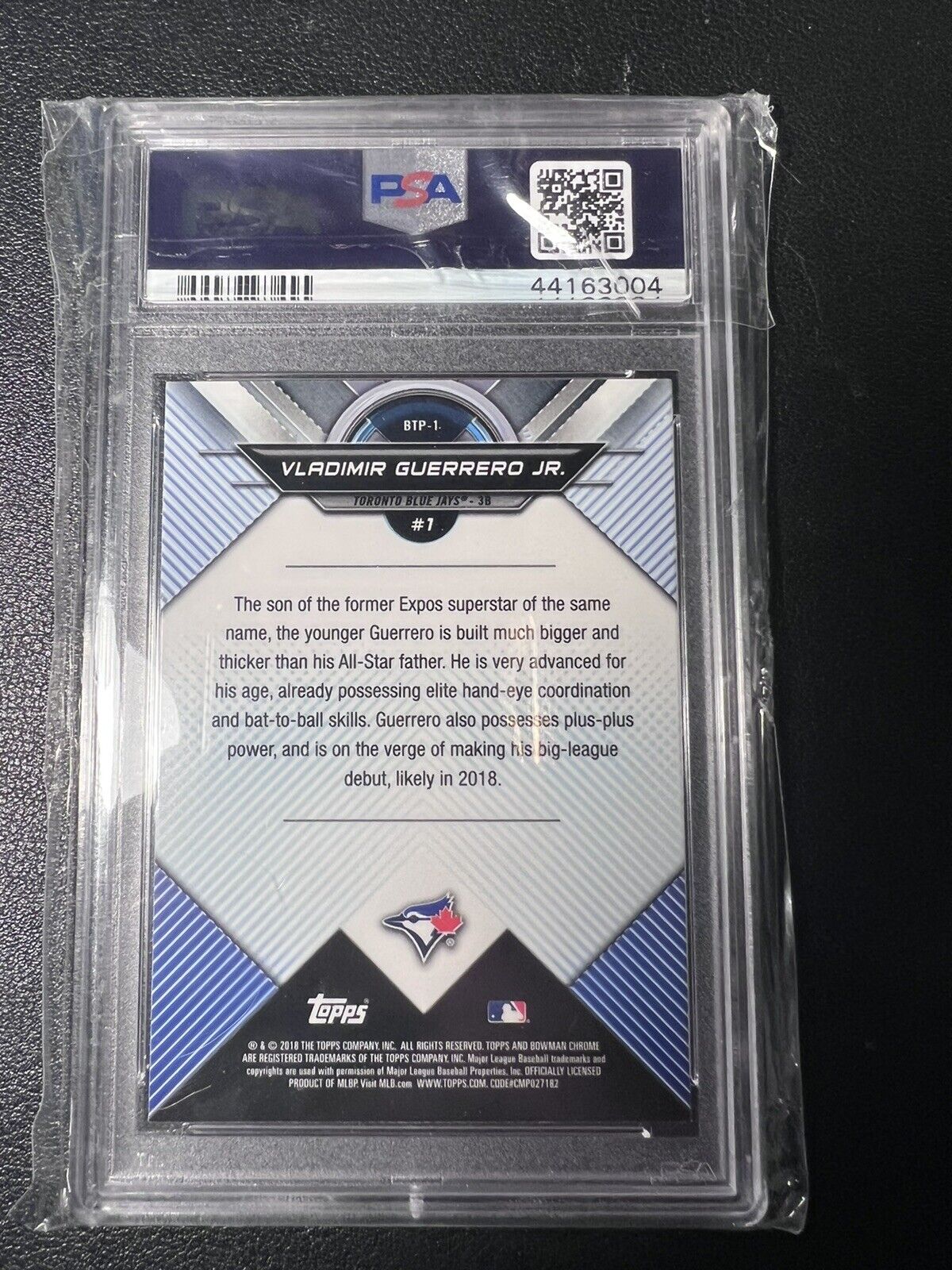 2018 Bowman Chrome #BTP1 Vladimir Guerrero Jr. Scouts Top 100 PSA 10 Gem Mint