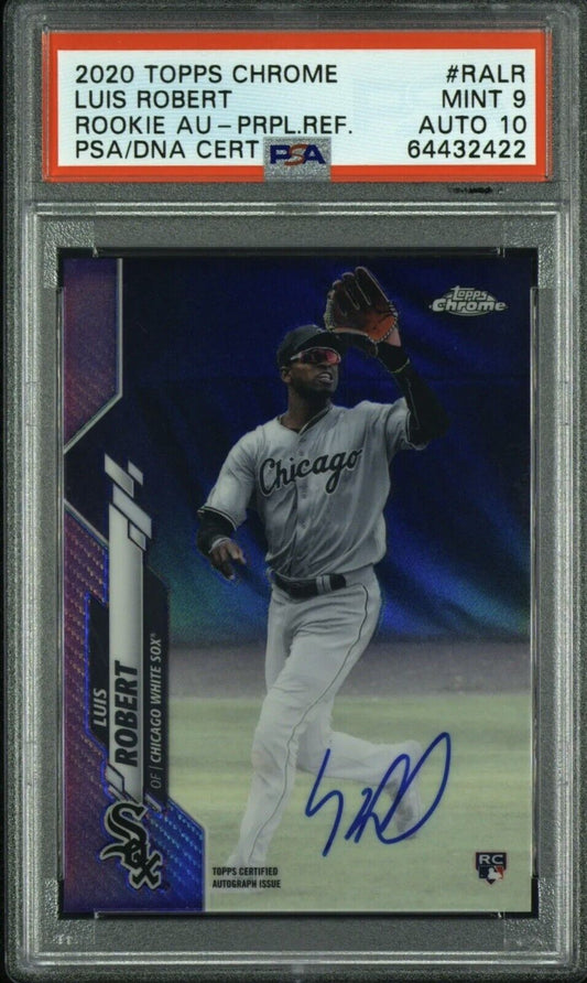 2020 Topps Chrome Luis Robert Purple Refractor /250 Rookie RC Auto 10 PSA 9