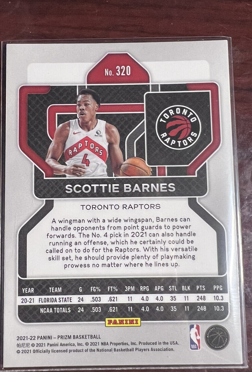 2021-22 Panini Prizm Scottie Barnes Rookie Card RC #320 Raptors