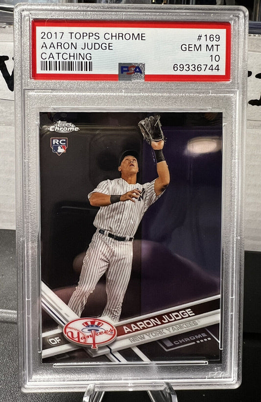 2017 Topps Chrome Aaron Judge #169 Catching Rookie Card PSA 10 GEM MINT