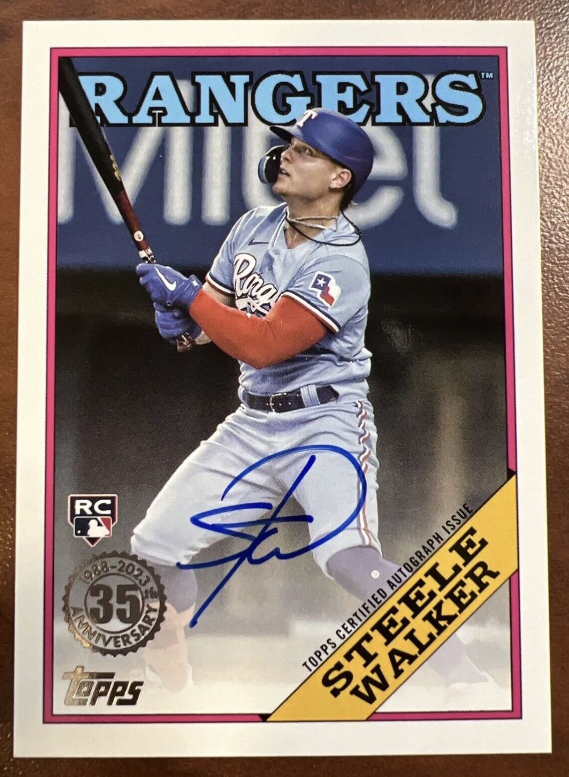 2023 Topps Series 1 Steele Walker RC 35th Anniversary 1988 Auto 🔥 Rangers CWS