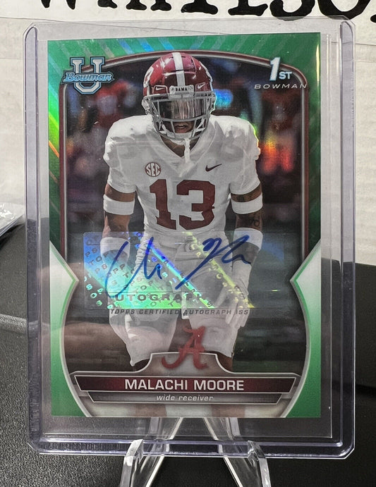 2022 Bowman Chrome University MALACHI MOORE AUTOGRAPH/AUTO GREEN REFRACTOR /99