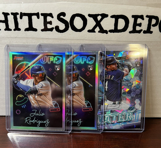 2022 Bowman's Best Julio Rodriguez RC UFO Refractor (2) + Atomic Elements RC M’s