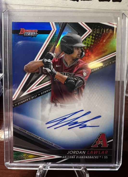 2022 Bowmans Best Jordan Lawlar #/150 blue refractor auto diamondbacks prospect