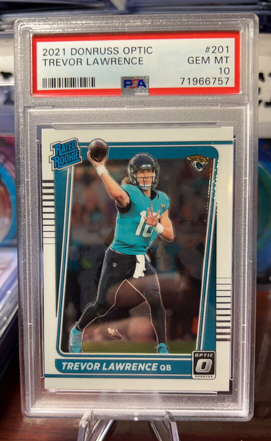 2021 Donruss Optic TREVOR LAWRENCE Rated Rookie RC #201 PSA 10 GEM MINT Jaguars