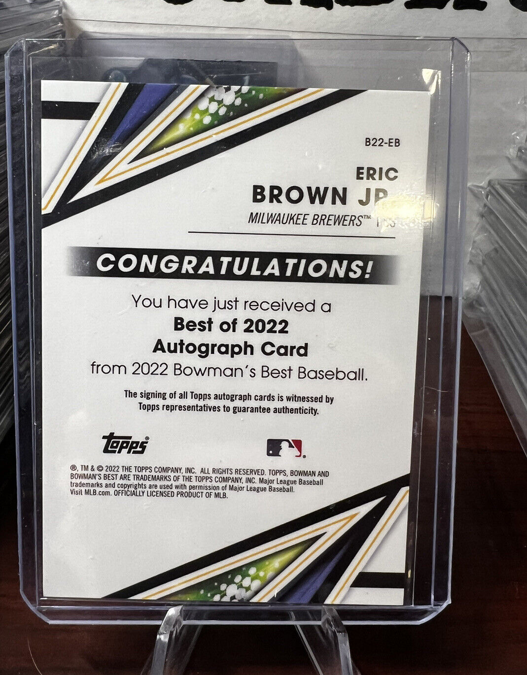 2022 Bowmans Best Eric Brown Jr On Card Prospect Auto Gold /50 Milwaukee Bucks