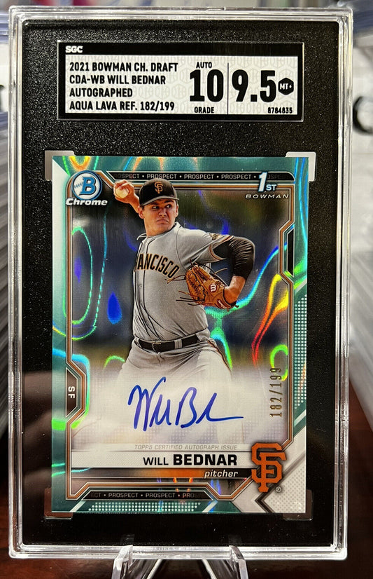 2021 Bowman Chrome Will Bednar 1st Bowman Auto #/199 SGC 9.5 Auto 10