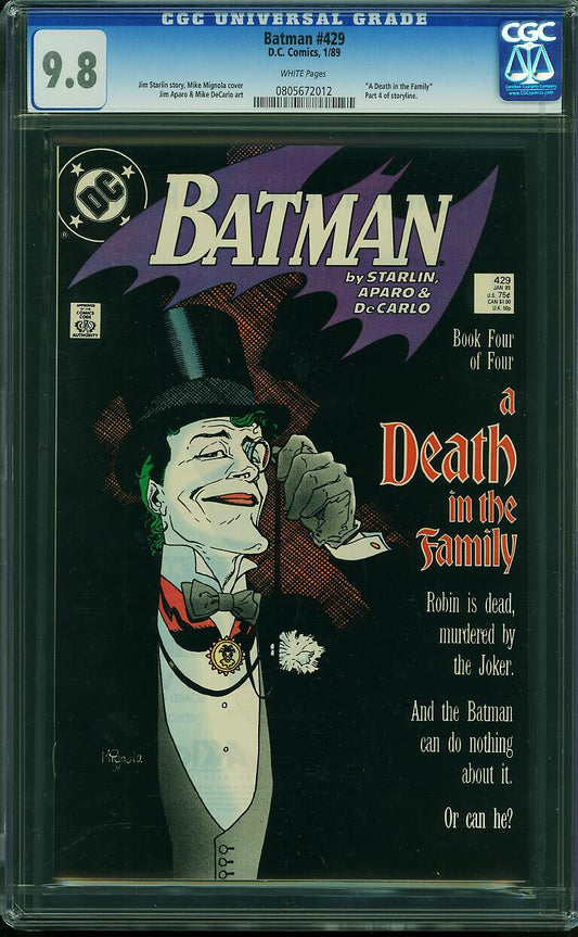 Batman # 429 CGC 9.8 Conclusion to "Death in the Family" story - KEY ISSUE